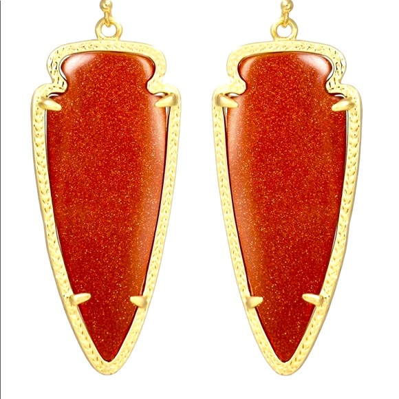 NWT Kendra Scott RARE & Retired Skylar Earrings Goldstone & Yellow Gold STUNNING - Picture 8 of 16
